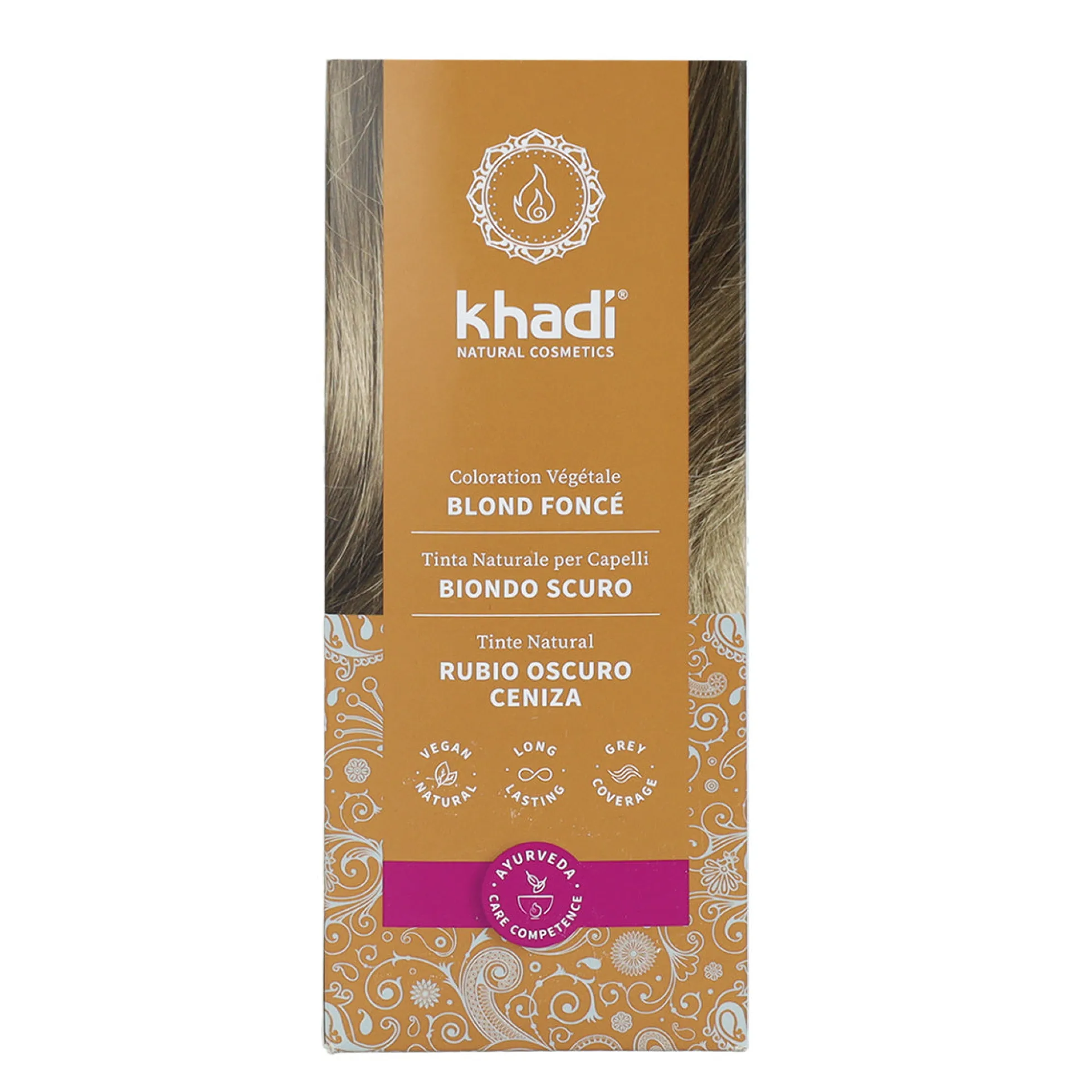 Tinte natural rubio oscuro ceniza Khadi 100 g