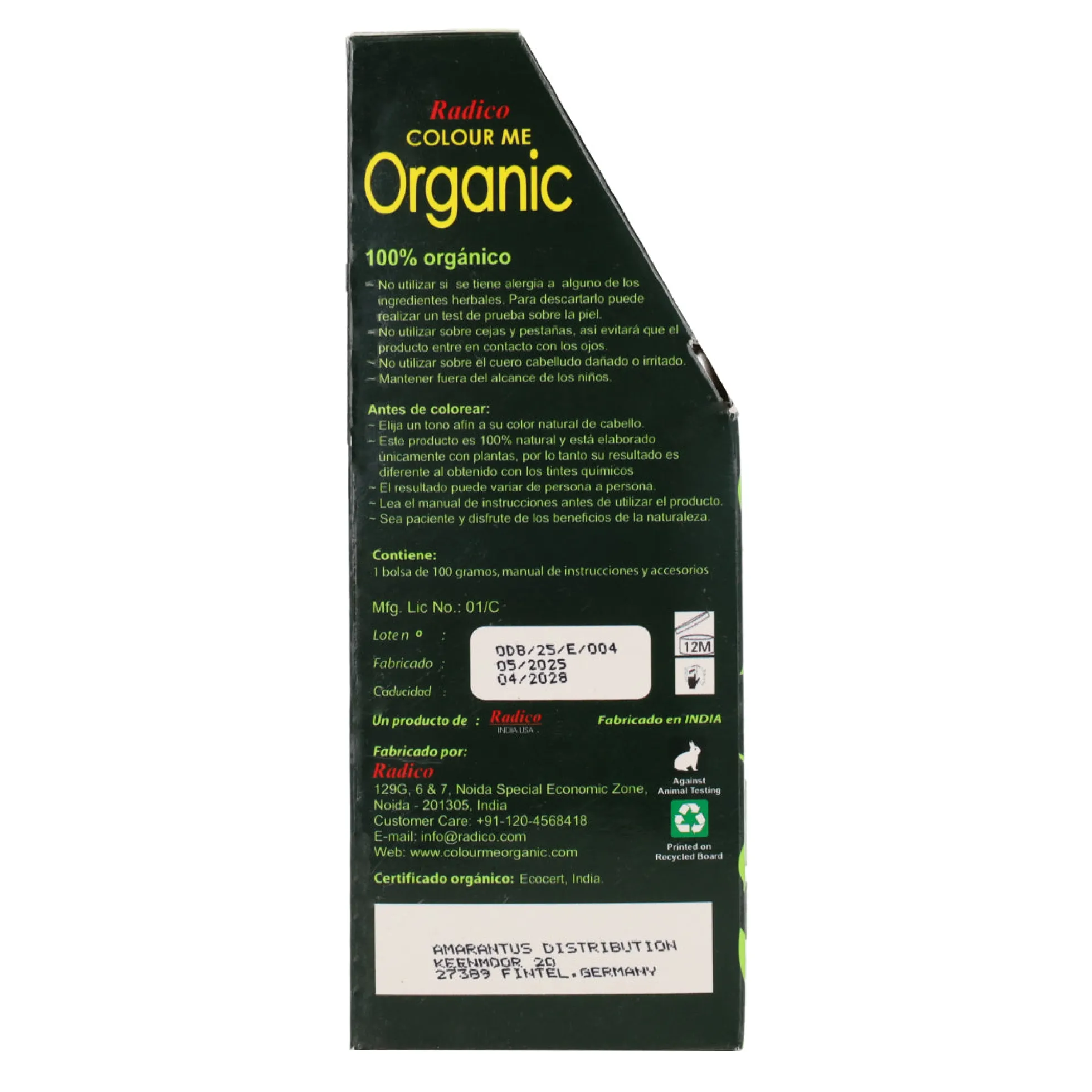 Tinte vegetal castaño oscuro Radico 100 g