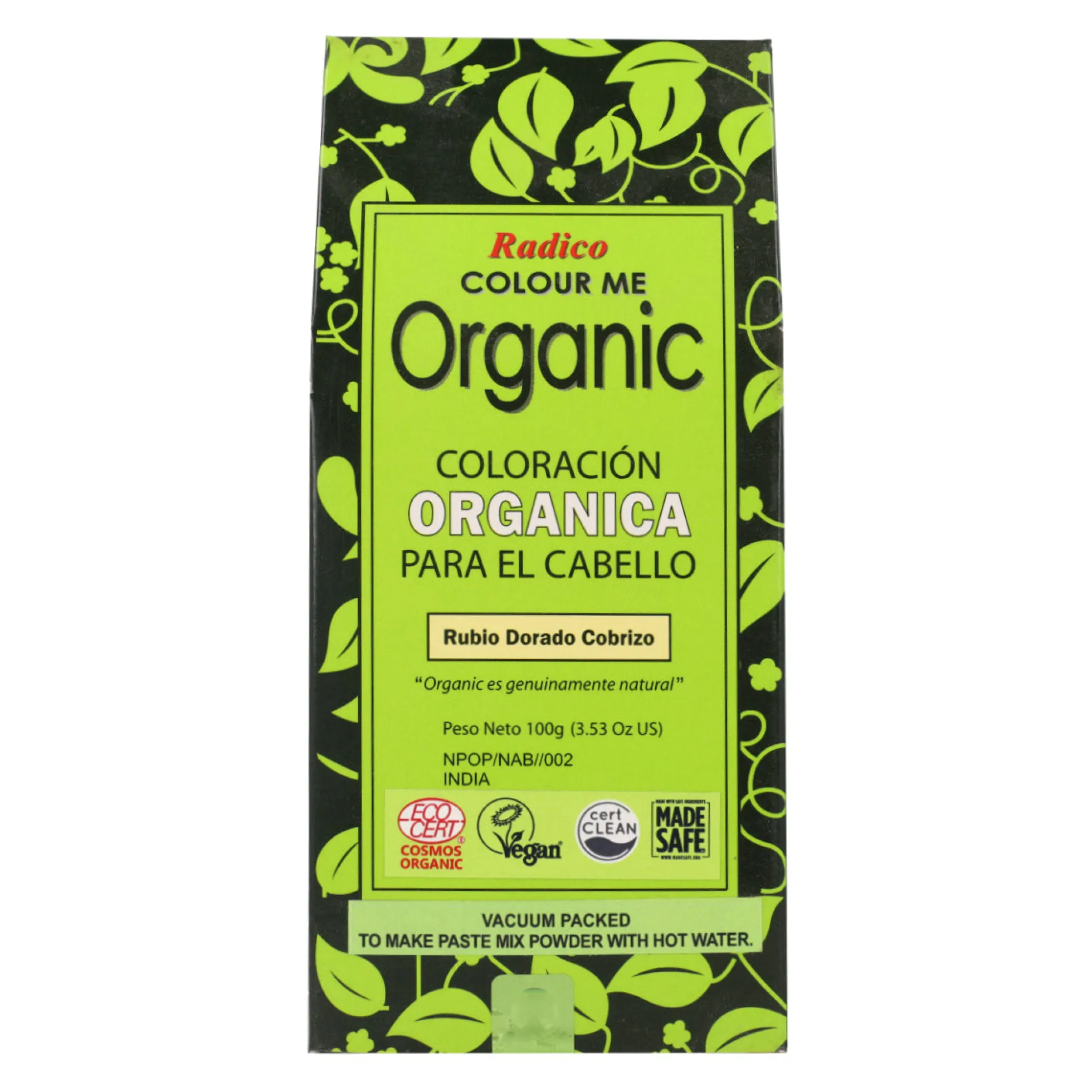 Tinte vegetal rubio dorado cobrizo Radico 100 g