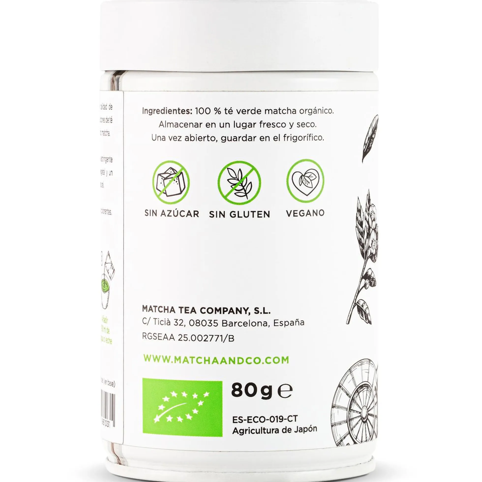 Té Matcha Ceremonial 100% ecológico Matcha & CO 80 g