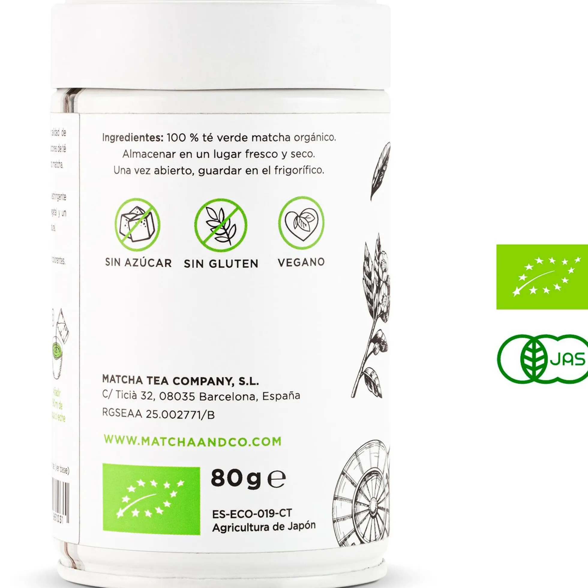 Té Matcha Ceremonial 100% ecológico Matcha & CO 80 g