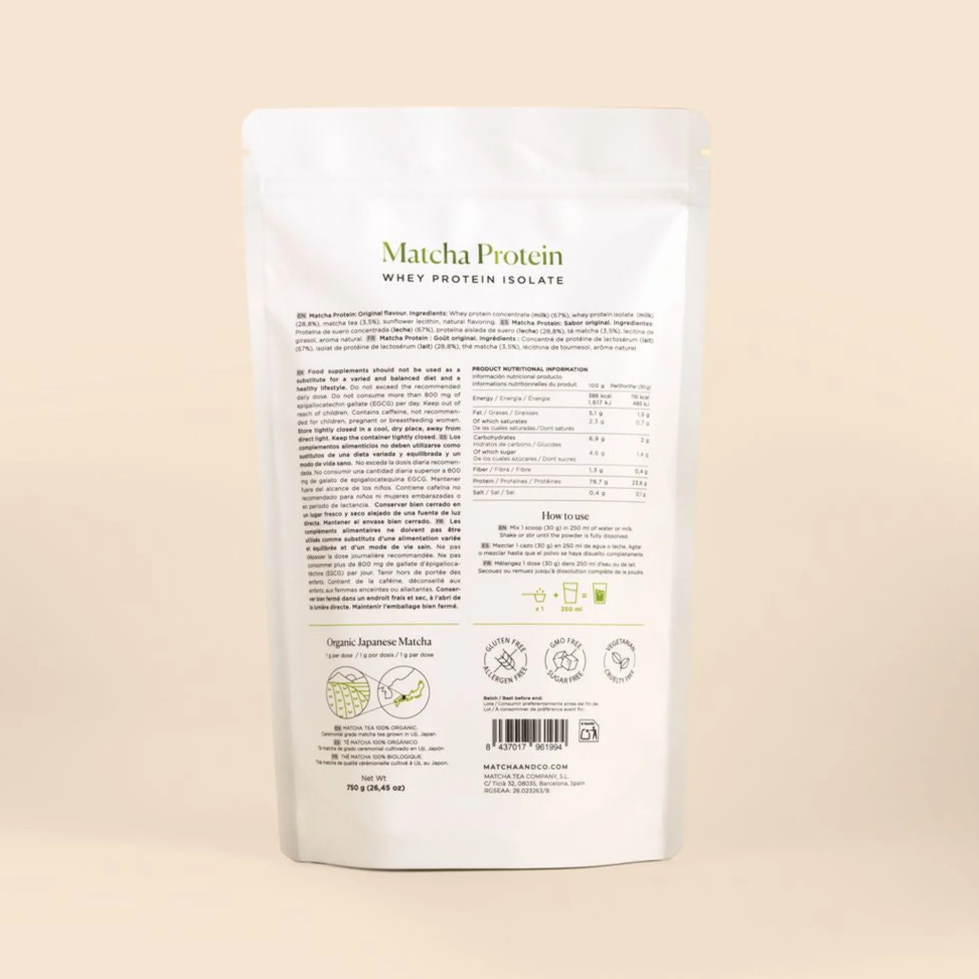 Té Matcha Proteina Original Matcha & CO 750g