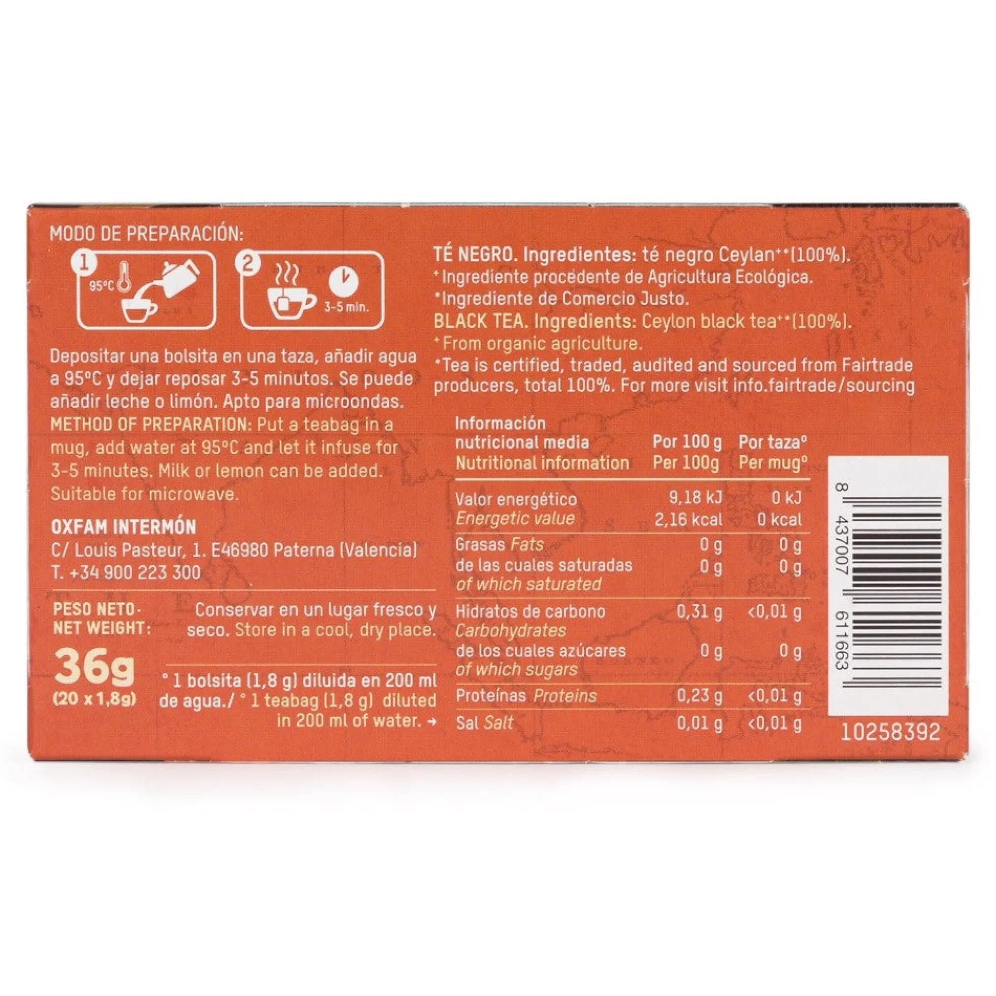 Té Negro Ceylan Bio OiTierra Madre 36 g