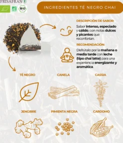 Té Negro Chai Ecológico Pirámides | Calidad | Frisafran 15 Uds