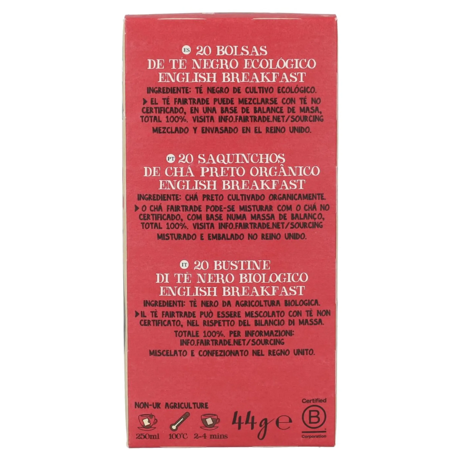 Té Negro Desayuno Inglés Bio Cupper 20 bolsitas