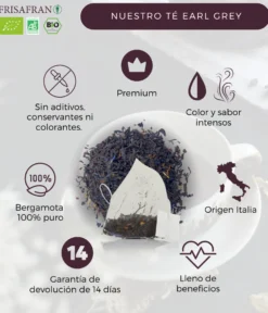 Té Negro Earl Grey Ecológico Pirámides | Calidad | Frisafran 30 Uds