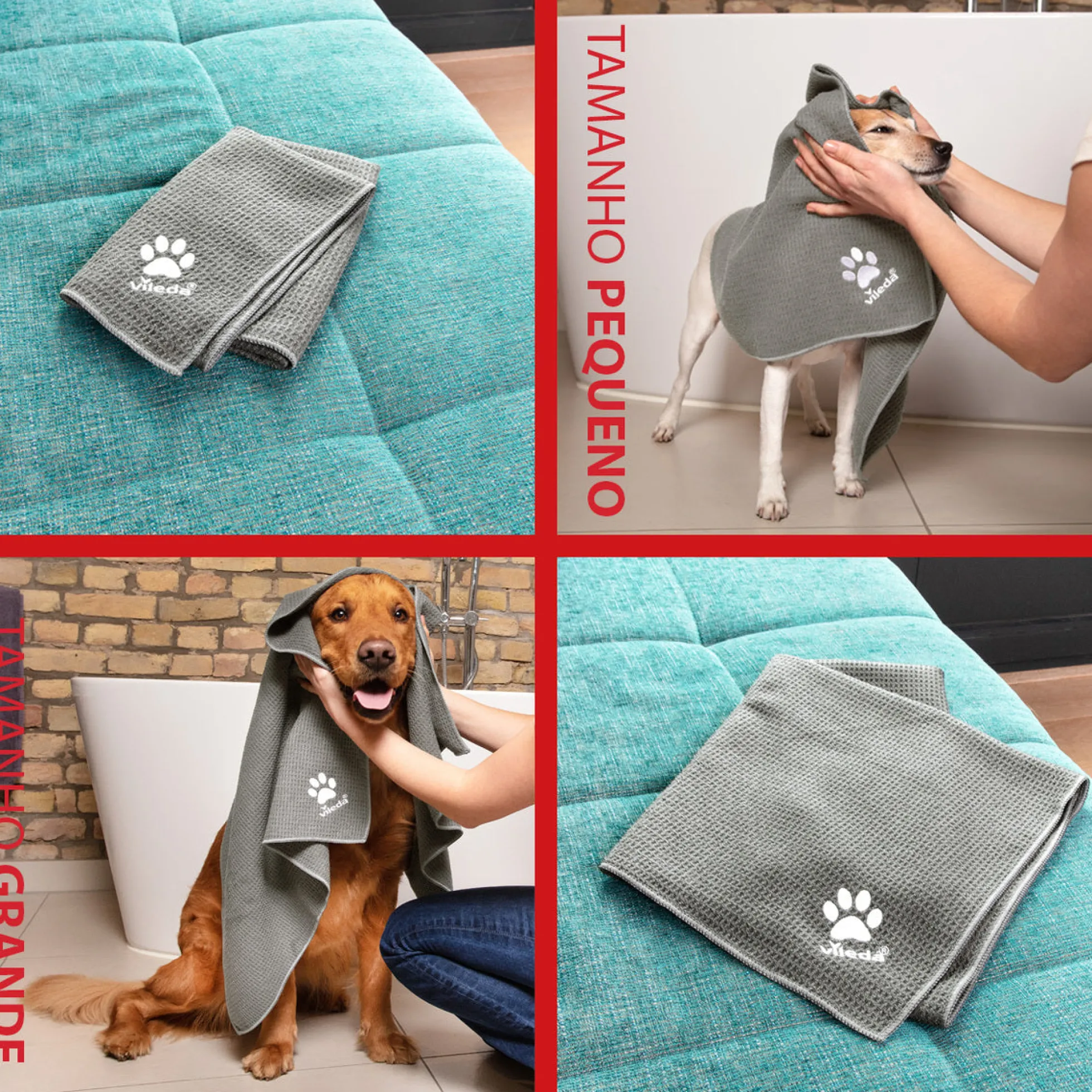Toalla MF Pet Pro XL, 65 cm x 100 cm, Vileda Gris