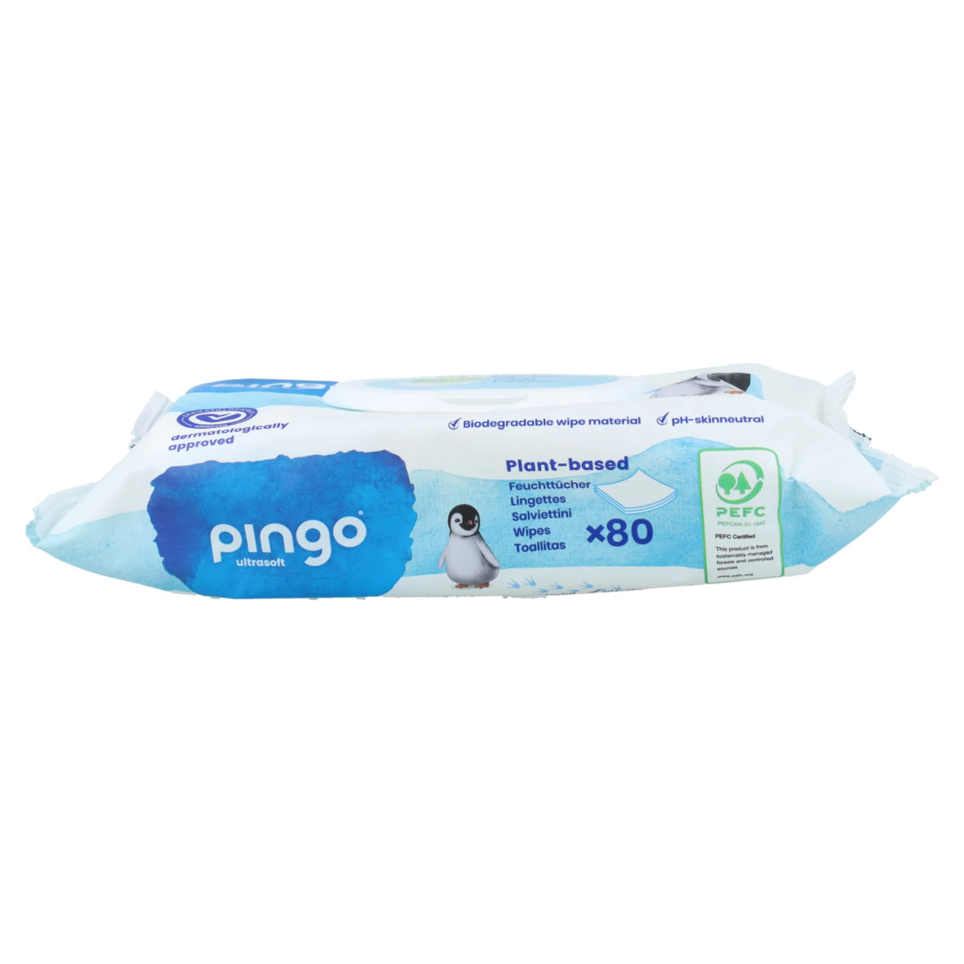 Toallitas húmedas de bebé 100% biodegradables 80 uds Pingo