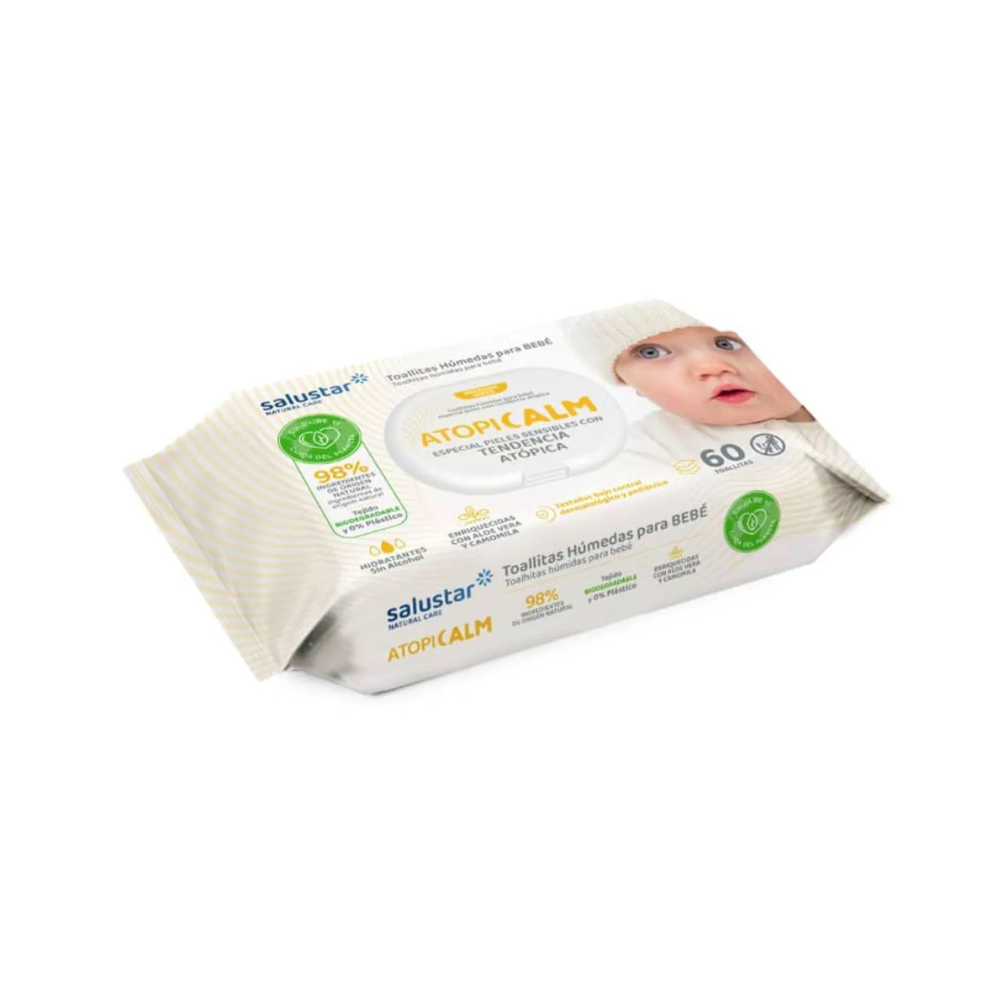 Toallitas infantiles pieles atópicas Salustar 60 uds