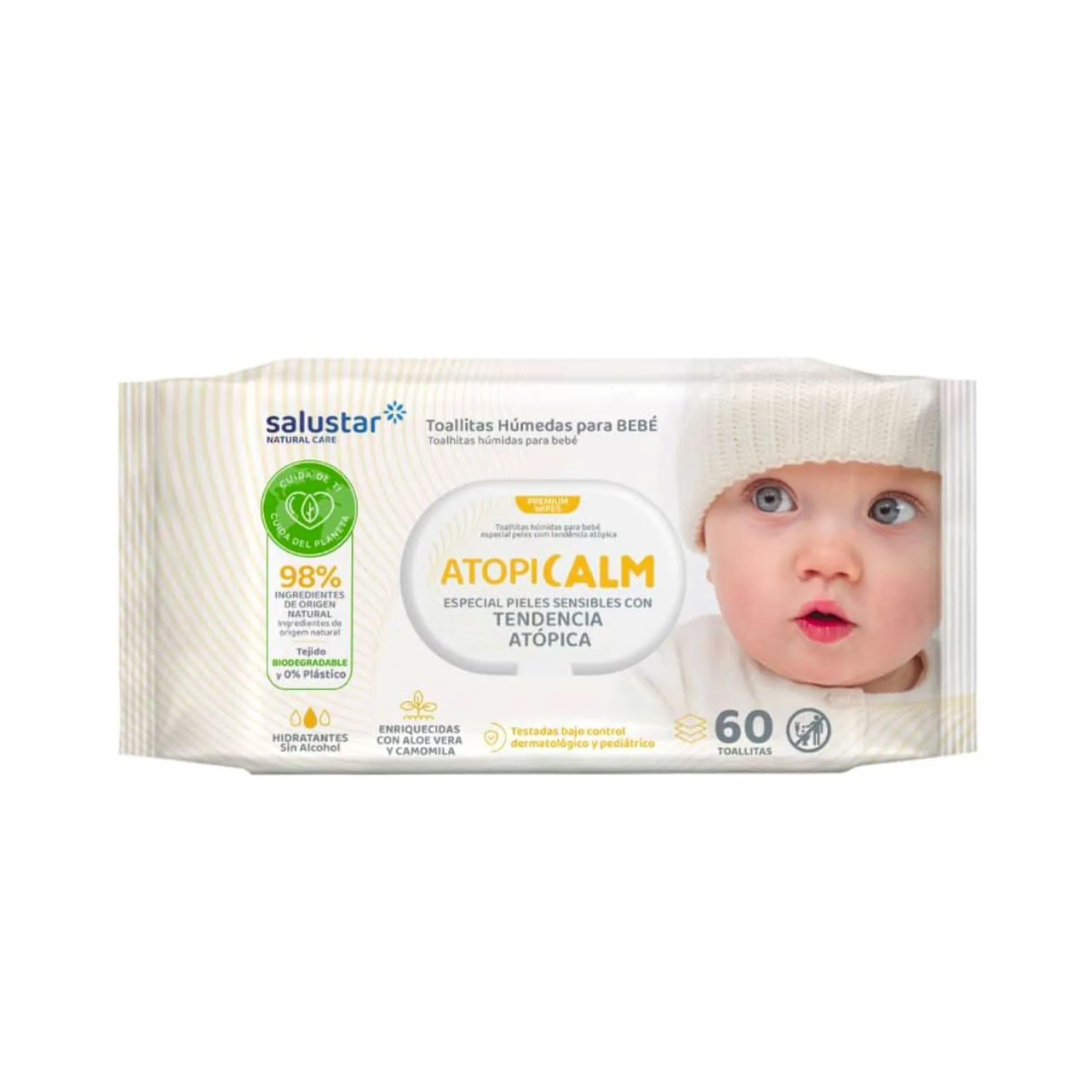 Toallitas infantiles pieles atópicas Salustar 60 uds