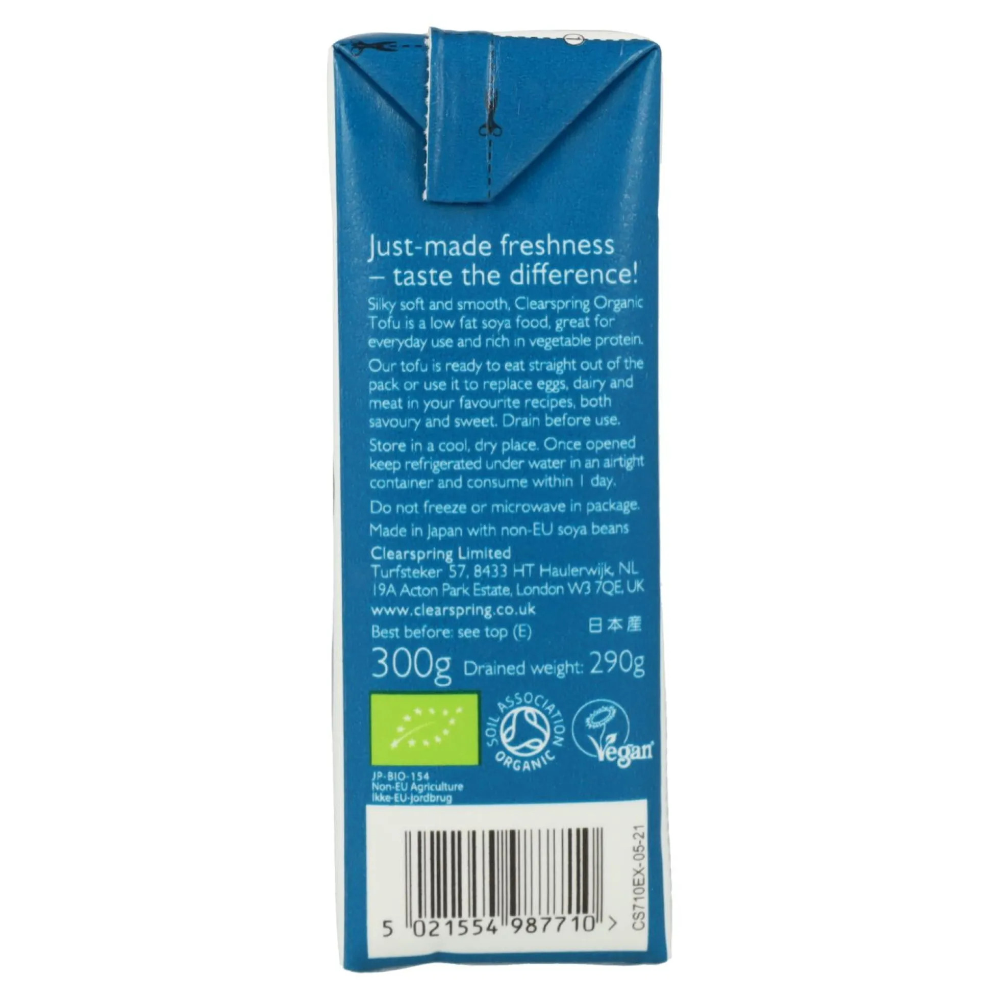 Tofu sedoso japonés Clearspring, 300g