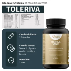 Toleriva Vecos 60 Cápsulas | Digestión Y Enzimas Digestivas | Probióticos, Lactasa Y Bromelaína