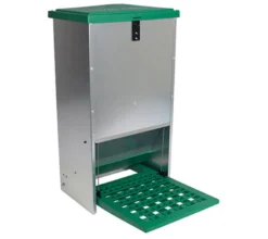Tolva Para Gallinas Antipájaros - Tolva Exterior Self-service A Pedal - Capacidad 20 Kg - Incluye Guía De Alimentación