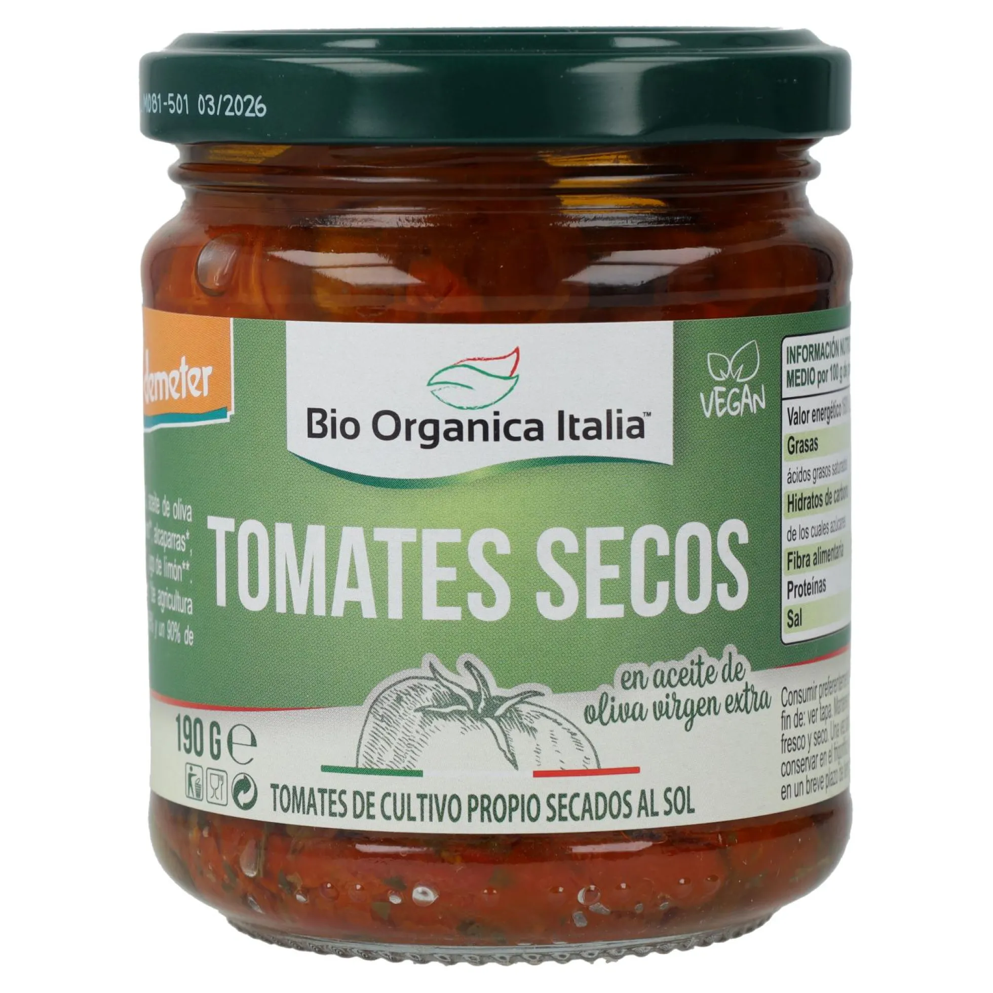 Tomates Secos en Aceite Bio Demeter Organica Italia 190 g