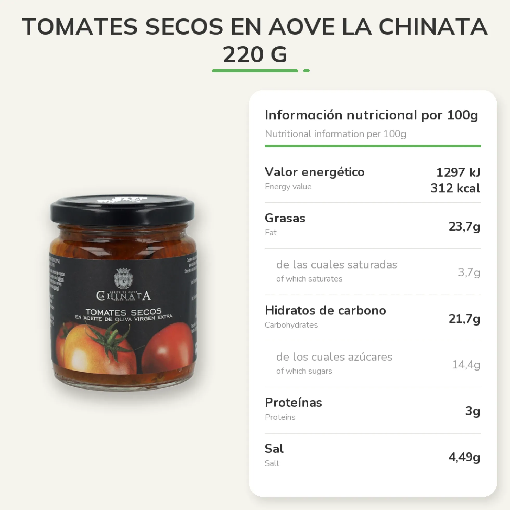 Tomates Secos en AOVE La Chinata 220 g
