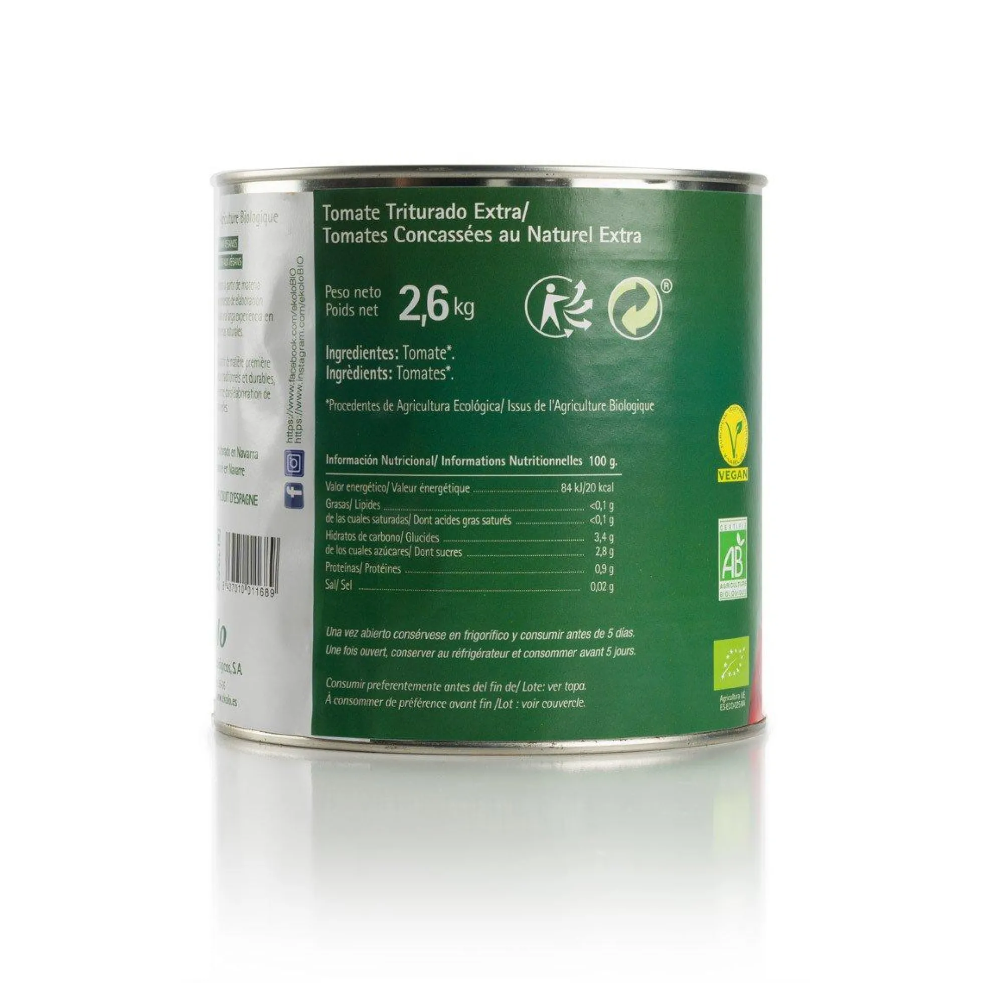 Tomate triturado BIO Ekolo 2,6 Kg