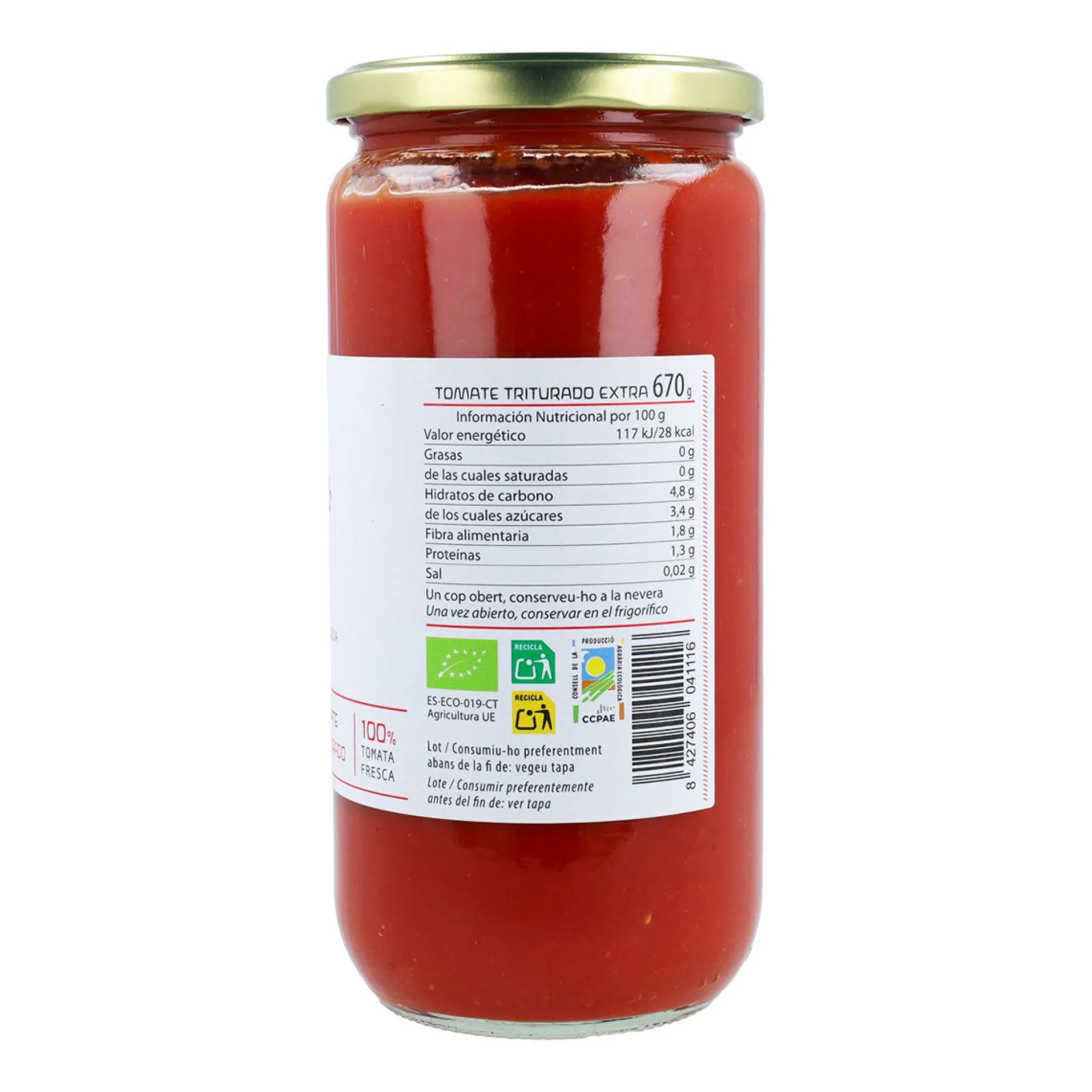 Tomate triturado ECO Cal Valls, 670 g