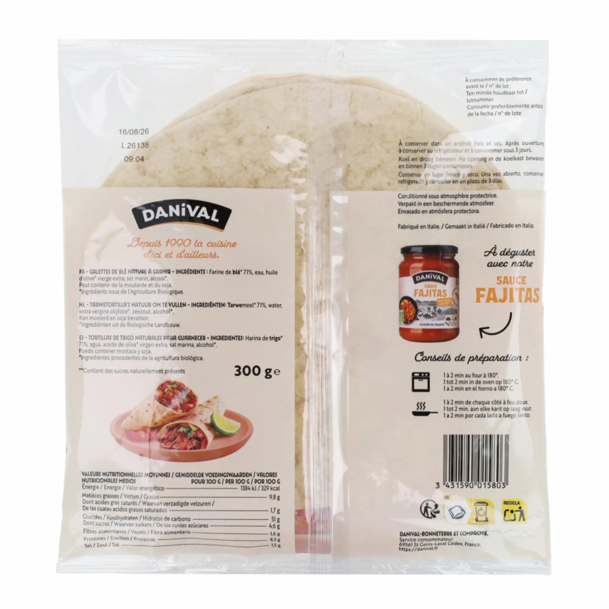 Tortilla De Trigo 4 P Bio 300 g