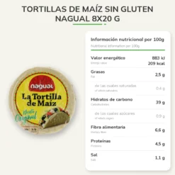 Tortillas de maíz sin gluten Nagual 8x20 g