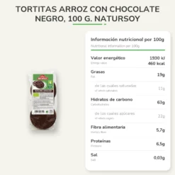 Tortitas Arroz con Chocolate Negro, 100 g. Natursoy