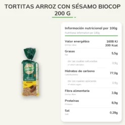 Tortitas Arroz con Sésamo Biocop 200 g