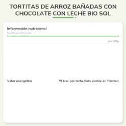 Tortitas de Arroz bañadas con Chocolate con Leche Bio Sol Natural 100 g