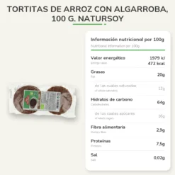 Tortitas de arroz con algarroba, 100 g. Natursoy