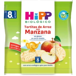 Tortitas de arroz con manzana sin gluten bio para bebés +8 meses HiPP 30 g