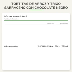 Tortitas de arroz y Trigo sarraceno con chocolate negro BIO 3x37 g.