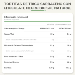 Tortitas de Trigo Sarraceno con Chocolate Negro BIO Sol Natural 65 g