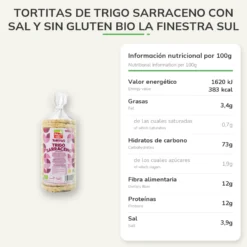 Tortitas de trigo sarraceno con sal y sin gluten BIO La Finestra Sul Cielo 100 g