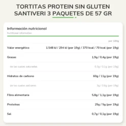 Tortitas Protein sin gluten Santiveri 3 Paquetes de 57 gr