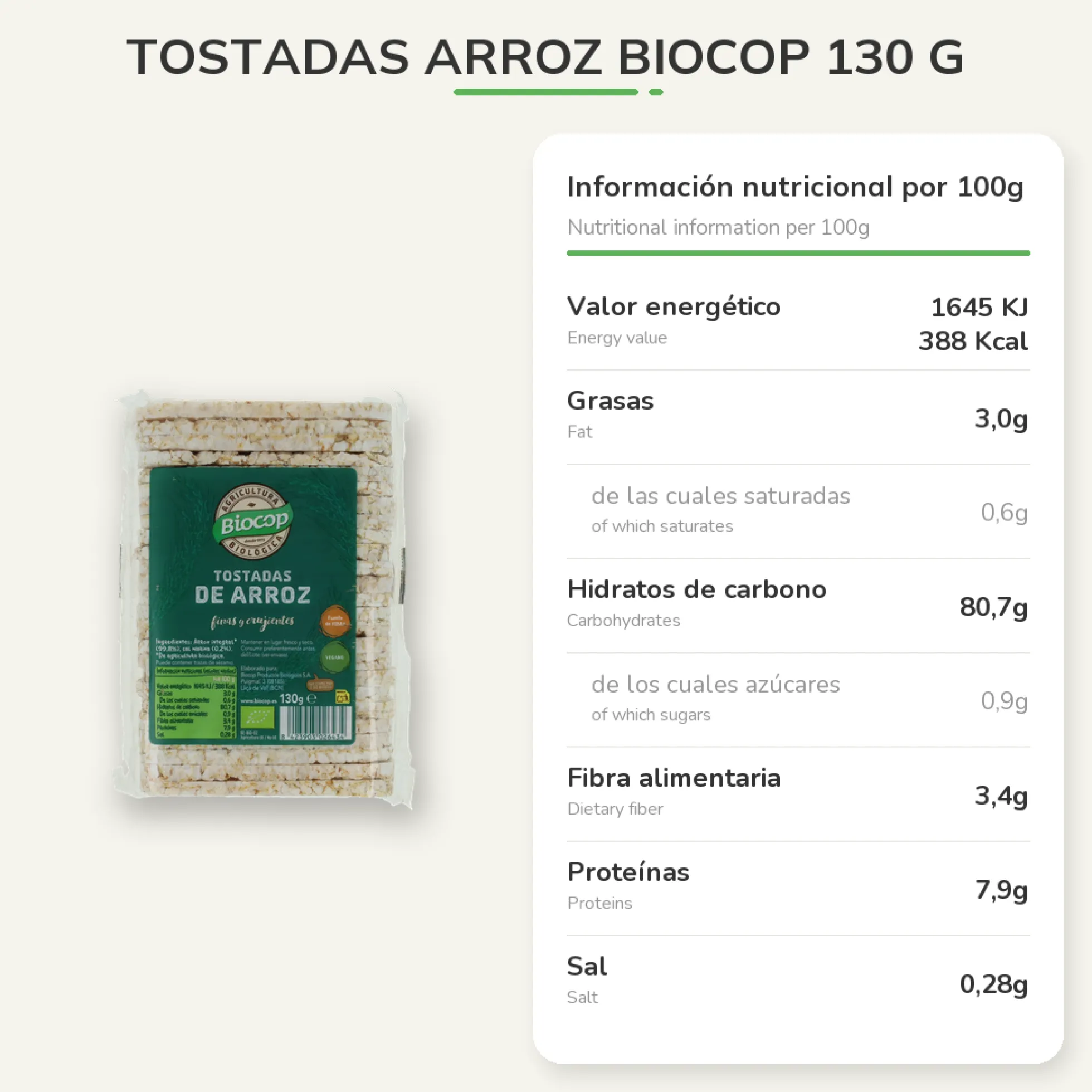 Tostadas Arroz Biocop 130 g