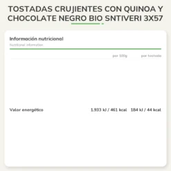 Tostadas crujientes con Quinoa y Chocolate negro BIO Sntiveri 3x57 g