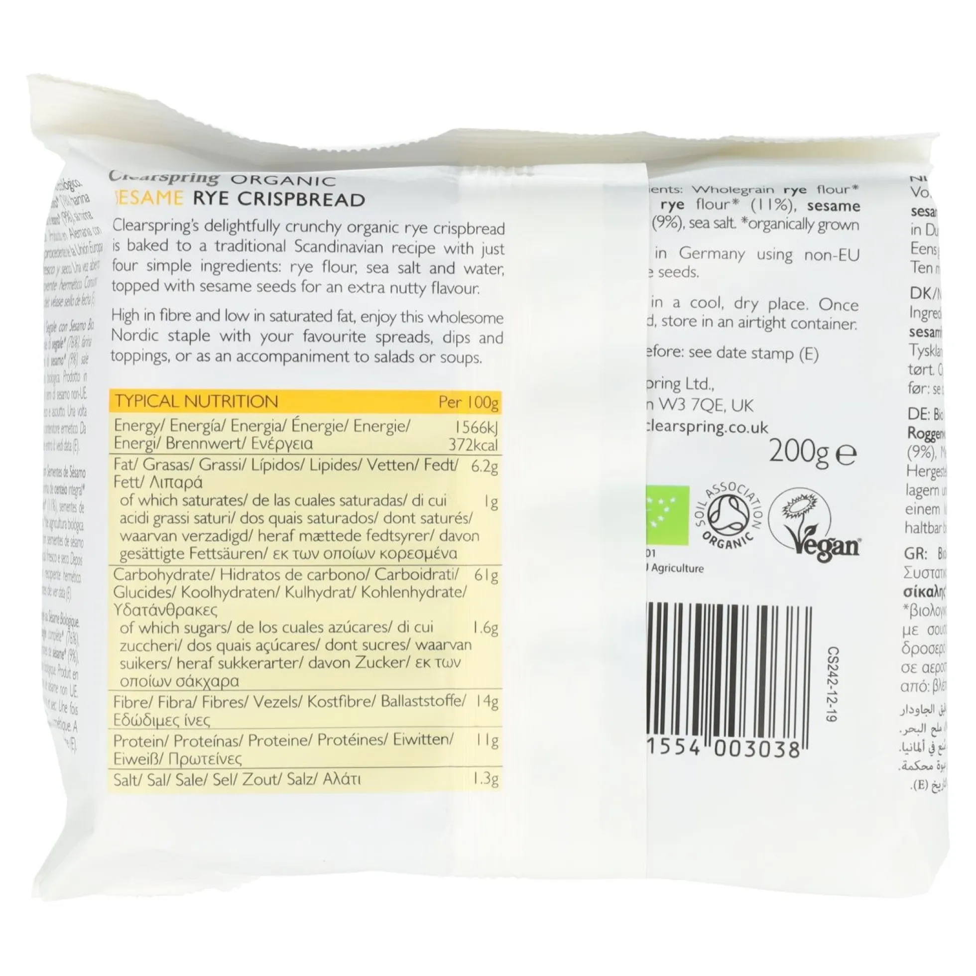 Tostadas Crujientes con Sésamo Clearspring 200 g