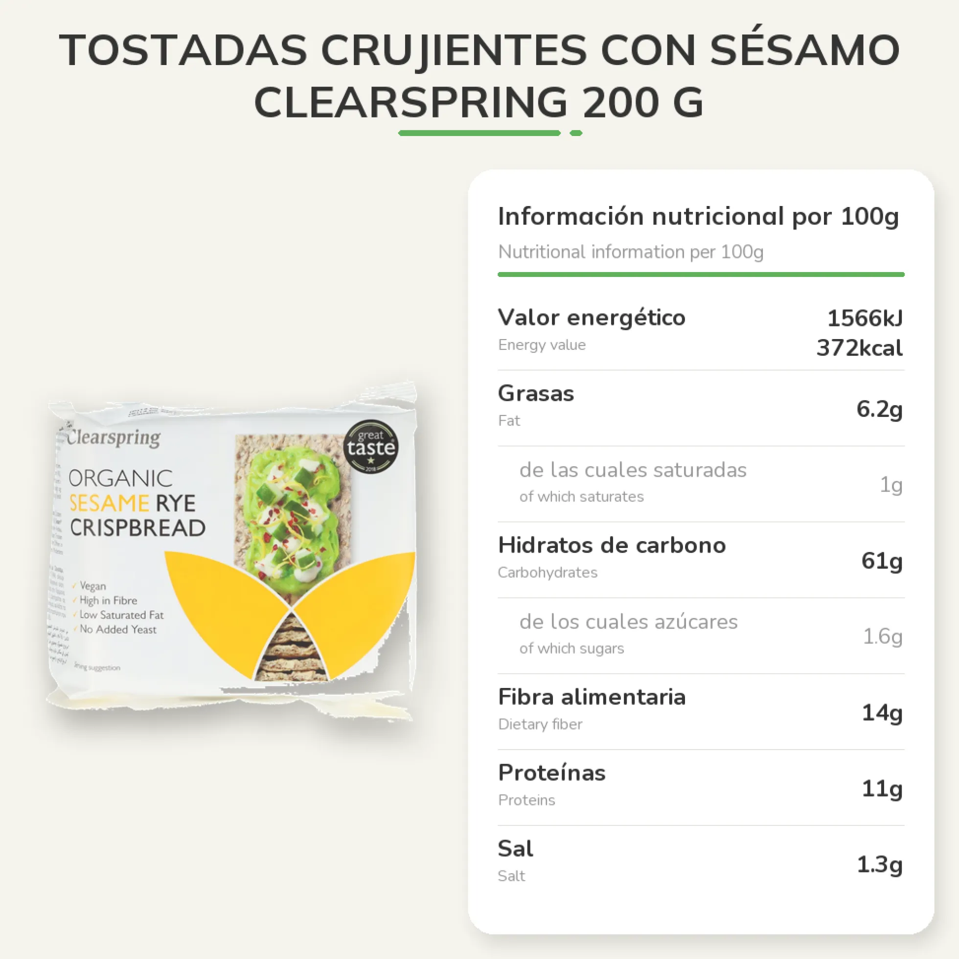 Tostadas Crujientes con Sésamo Clearspring 200 g