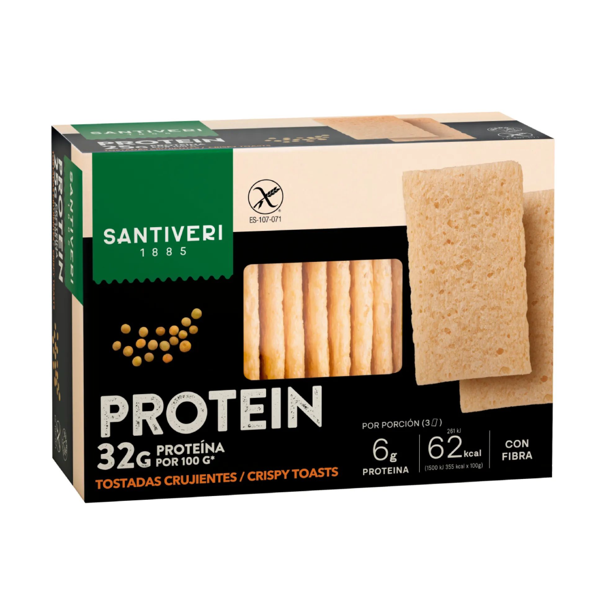 Tostadas proteicas 32 gramos de Proteína Santiveri 110 gr