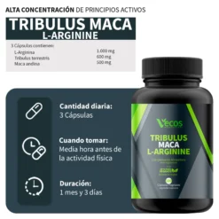 Tribulus + Maca + L-arginina Vecos 100 Cápsulas | Rendimiento, Energía Y Libido Masculina