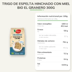 Trigo de Espelta Hinchado con Miel Bio El Granero 300g