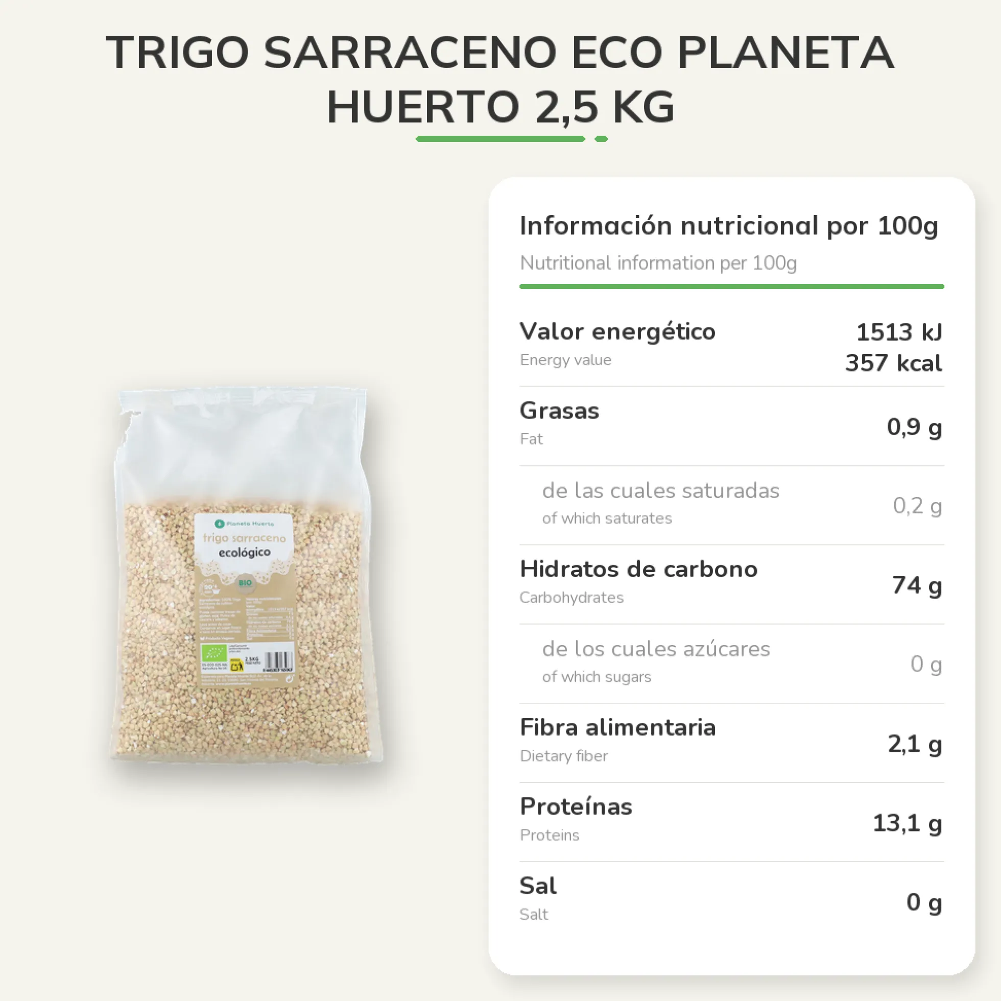 Trigo Sarraceno ECO Planeta Huerto 2,5 kg