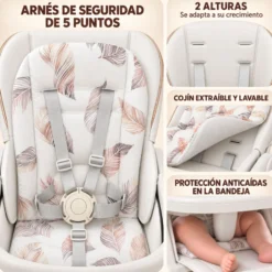Trona Blanca Evolutiva 3 En 1, Plegable Y Portátil, Reposapiés, Respaldo Y Bandeja Bathby