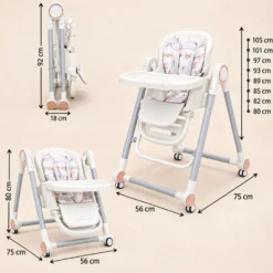 Trona Blanca Evolutiva 3 En 1, Plegable Y Portátil, Reposapiés, Respaldo Y Bandeja Bathby