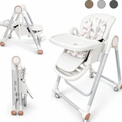 Trona Blanca Evolutiva 3 En 1, Plegable Y Portátil, Reposapiés, Respaldo Y Bandeja Bathby