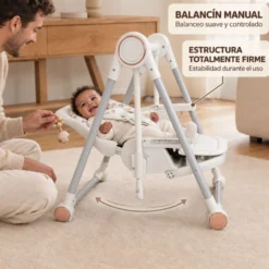 Trona Blanca Evolutiva 3 En 1, Plegable Y Portátil, Reposapiés, Respaldo Y Bandeja Bathby
