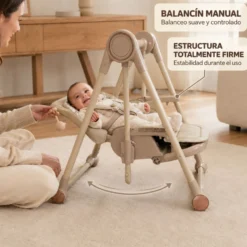 Trona Khaki Evolutiva 3 En 1, Plegable Y Portátil Con Altura, Reposapiés, Respaldo Y Bandeja Bathby