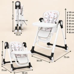 Trona Negra Evolutiva 3 En 1, Plegable Y Portátil, Reposapiés, Respaldo Y Bandeja Bathby