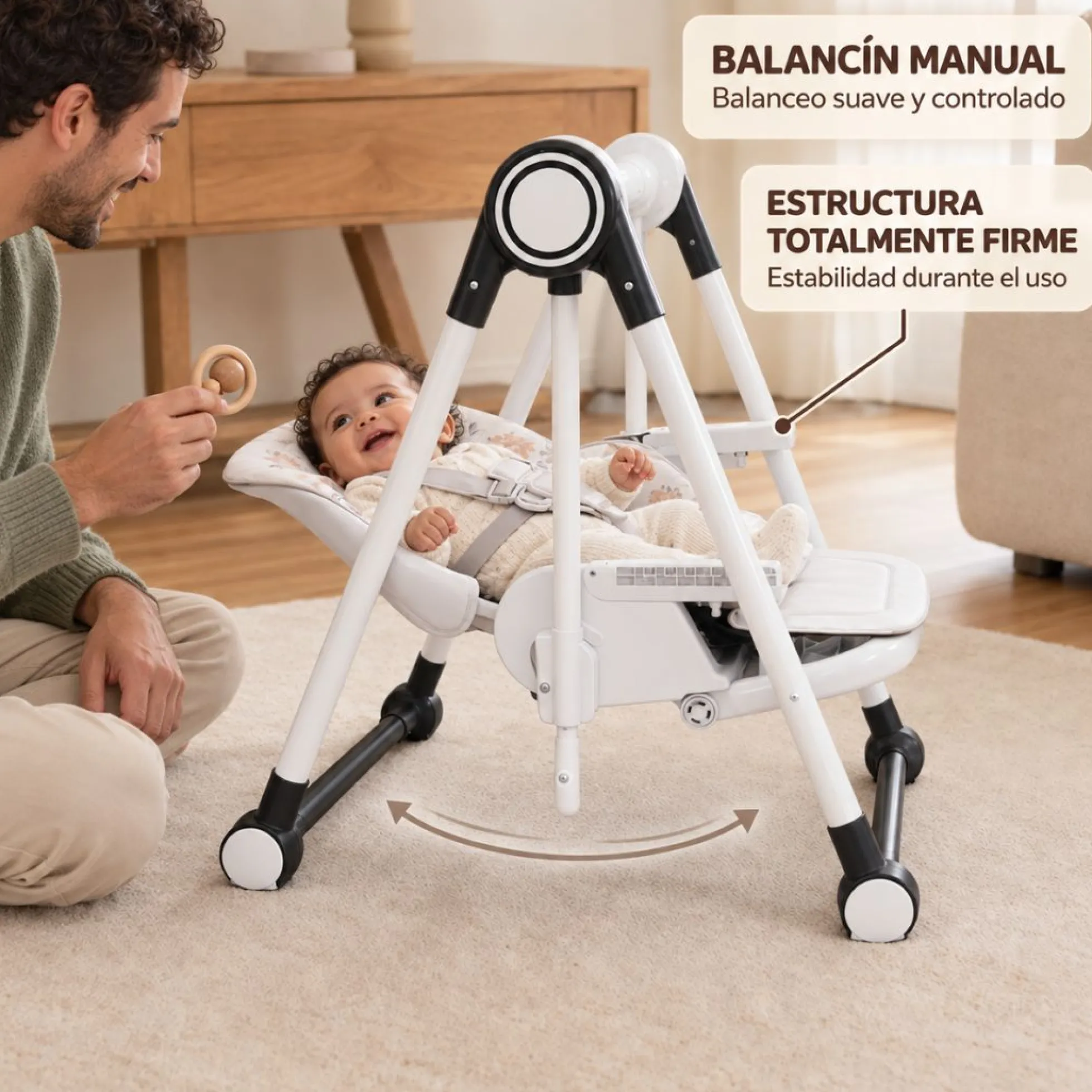 Trona Negra Evolutiva 3 En 1, Plegable Y Portátil, Reposapiés, Respaldo Y Bandeja Bathby