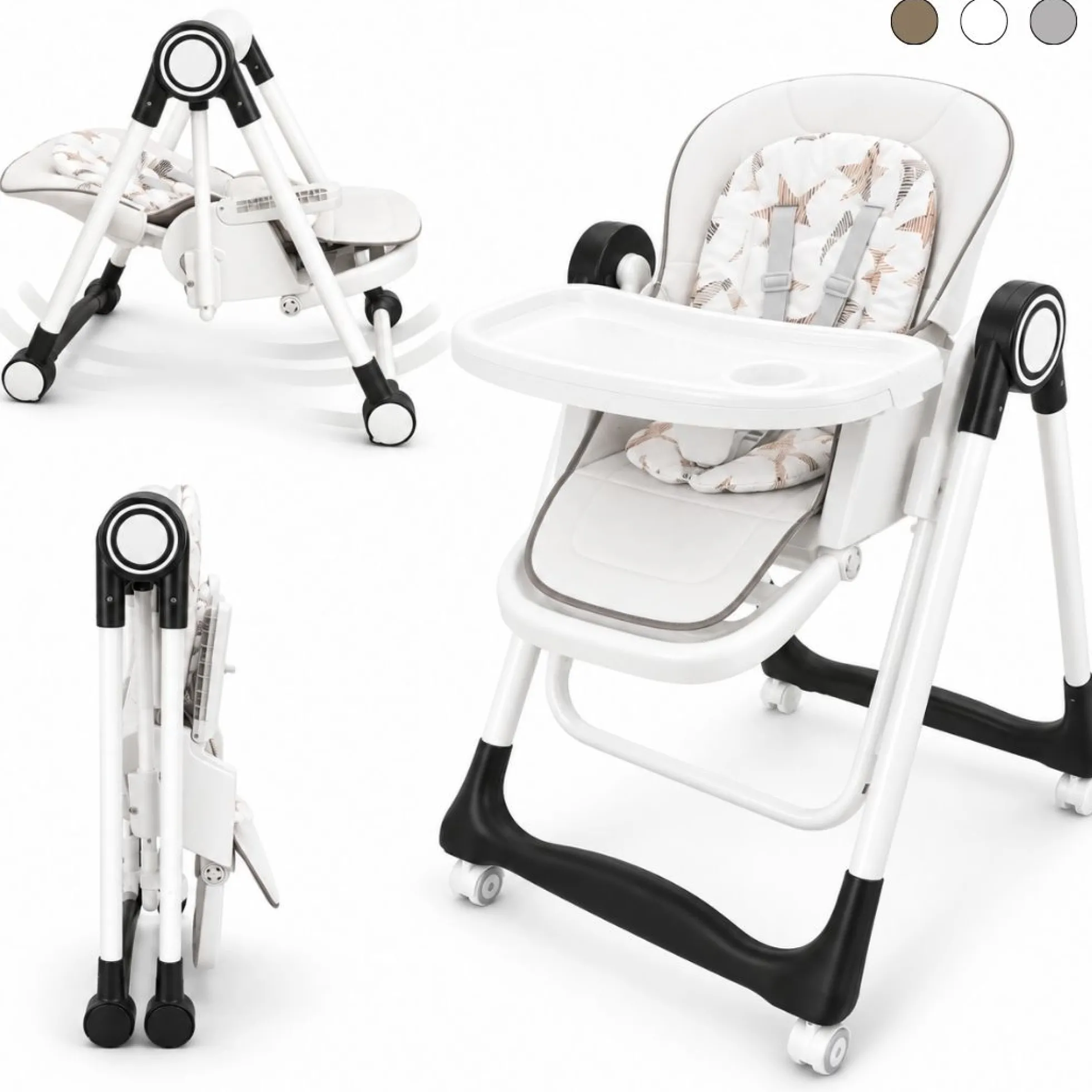Trona Negra Evolutiva 3 En 1, Plegable Y Portátil, Reposapiés, Respaldo Y Bandeja Bathby