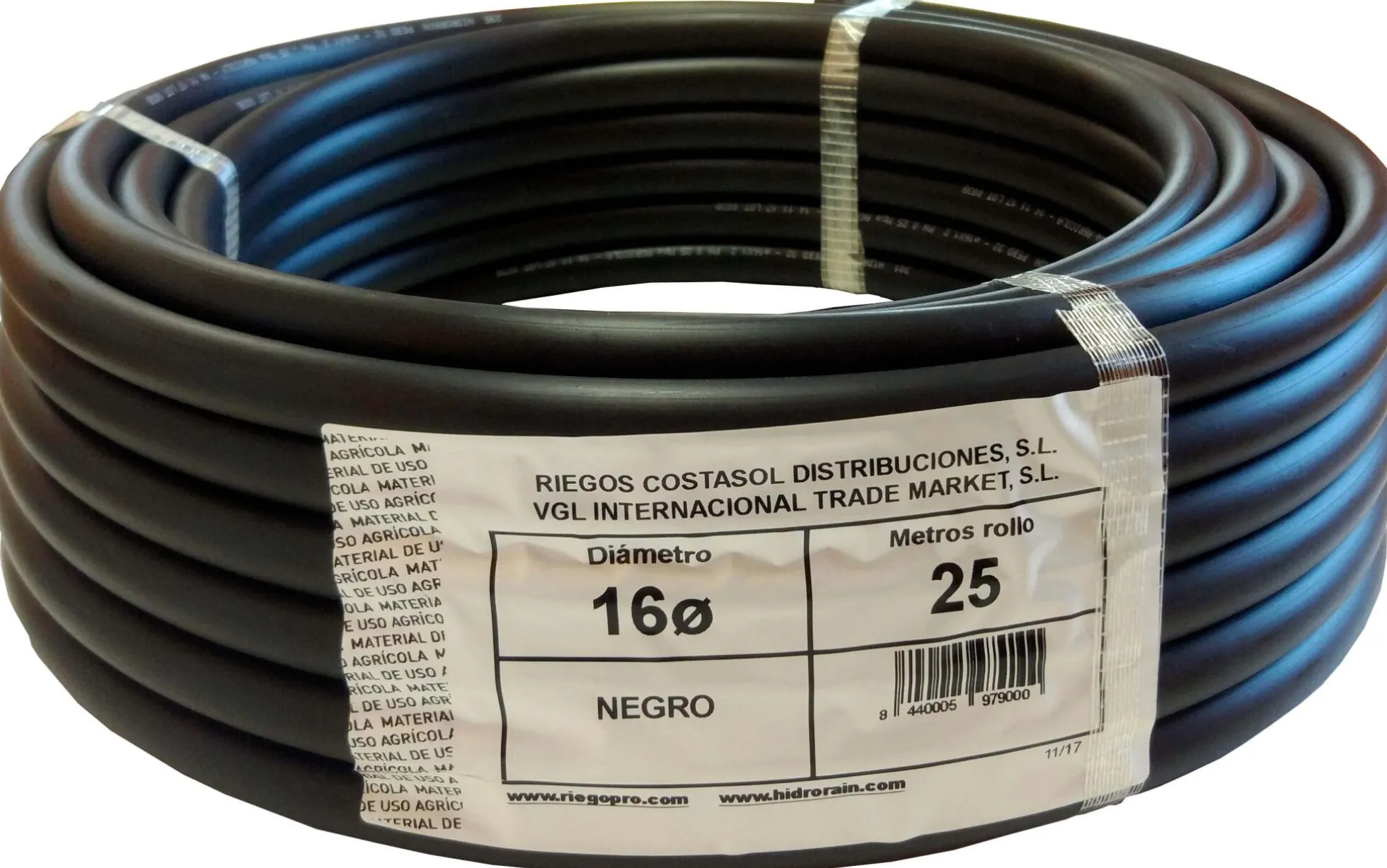 Tubería Lisa 16mm Negro - 25 Metros