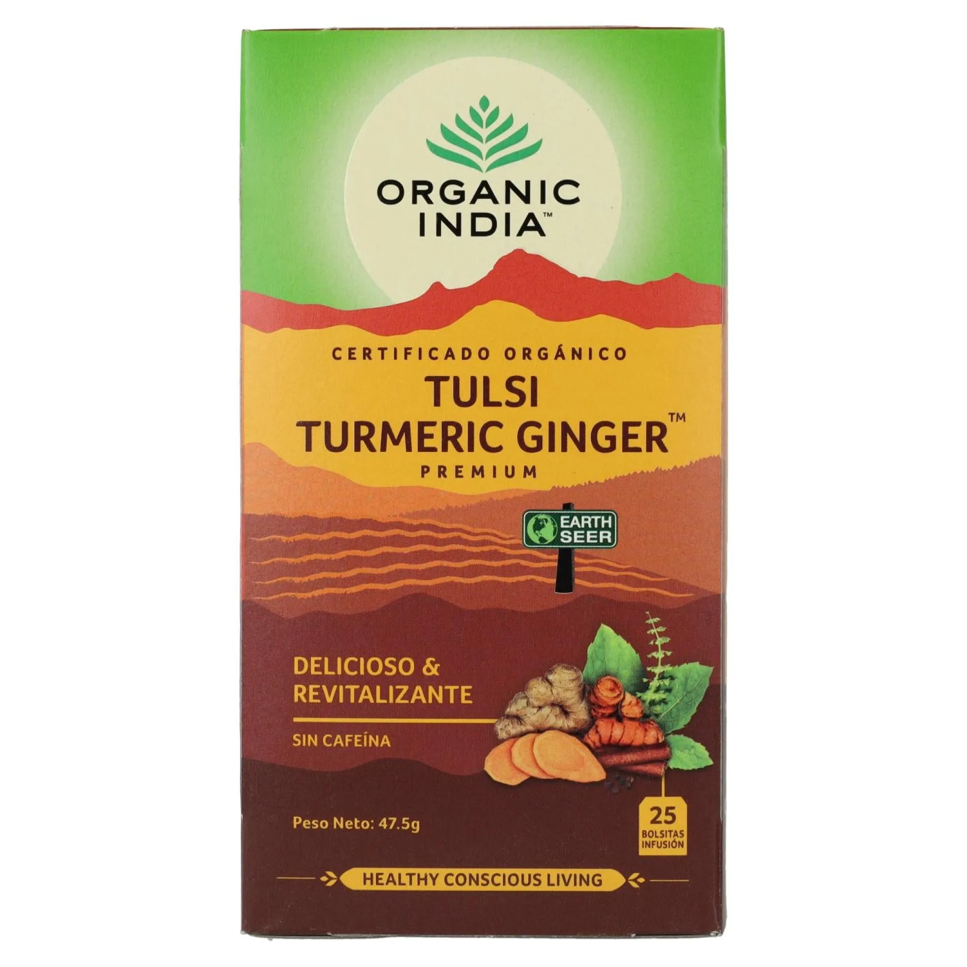 Tulsi Turmeric Ginger Organic India 25 bolsitas